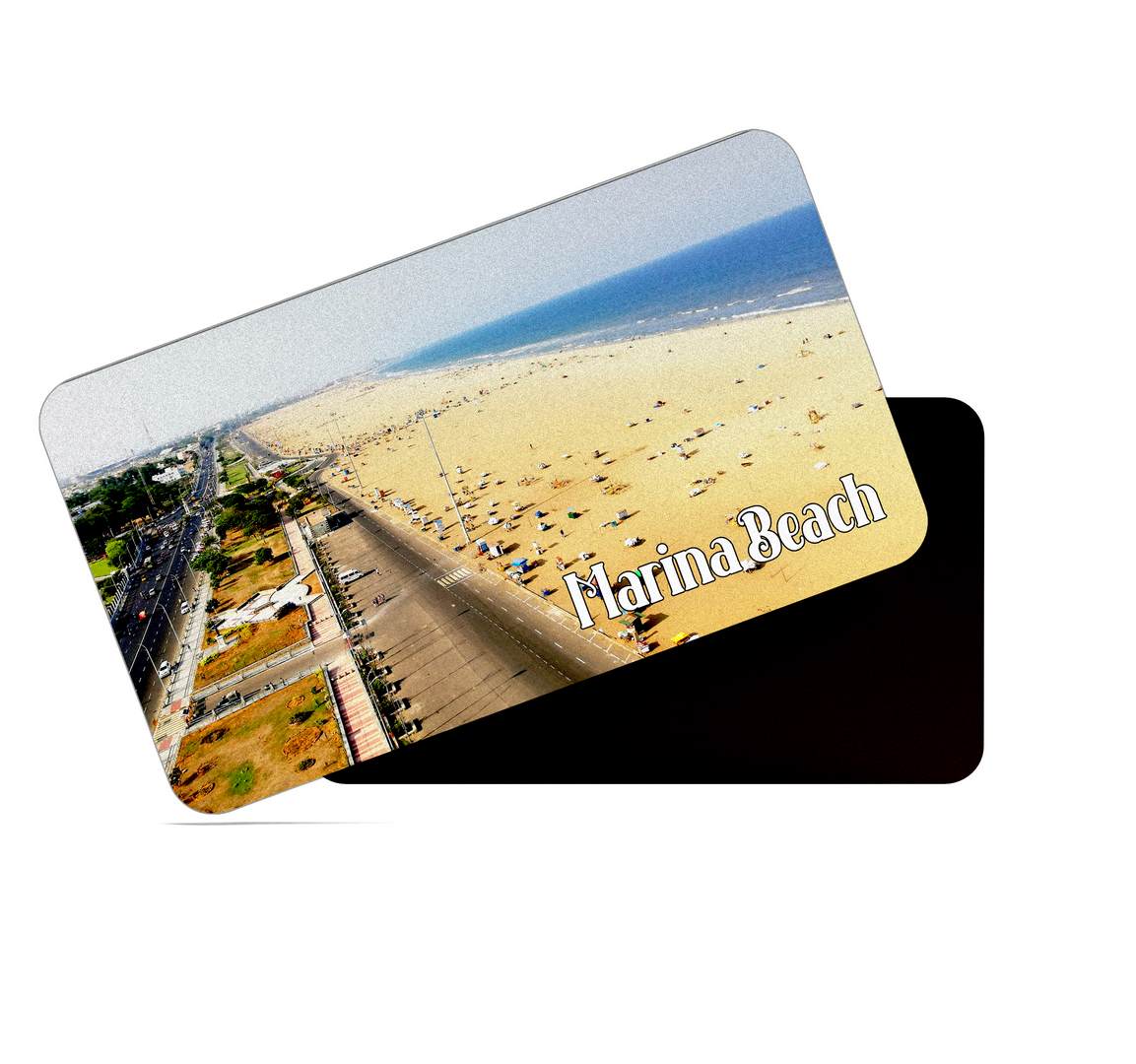 dhcrafts Multicolor Tamil Nadu Marina Beach Design Rectangular Rubber Matte Finish Fridge Magnet / Magnetic Card Pack of 1 (8.6cm x 5.4cm)